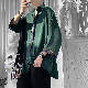 【人気ストリート系】韓国コーデ メンズ ファッション BF風 ドレープ スプライシング 七分袖 花柄 シンプル 折襟 シングルブレスト プリントシャツ