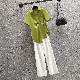  ポリエステル 半袖 シンプル カジュアル 一般 一般 春 夏 折り襟 シングルブレスト ハイウエスト 無地 なし なしセットアップ