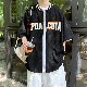 その他半袖シンプルファッションカジュアル定番韓国系一般一般夏スタンドネックシングルブレストホワイトブラックプリント20~40代アルファベットプリントシャツ