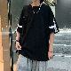 韓国 半袖メンズ 夏 おしゃ ファッション カジュアル 韓国系 一般 一般 ラウンドネック プルオーバー 切り替え 配色 レイヤード / 重ね着風Tシャツ・POLOシャツ