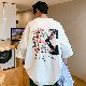【韓国 ストリート】 fashion 韓国ファッション 今日のコーデ 半袖 シンプル カジュアル ラウンドネック プルオーバー プリント Tシャツ・POLOシャツ