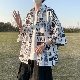 【韓国の通販】高見えコーデ 大人コーデ instagood 韓国系 ファッション 七分袖 カジュアル 折り襟 シングルブレスト アルファベット 配色 カーディガン