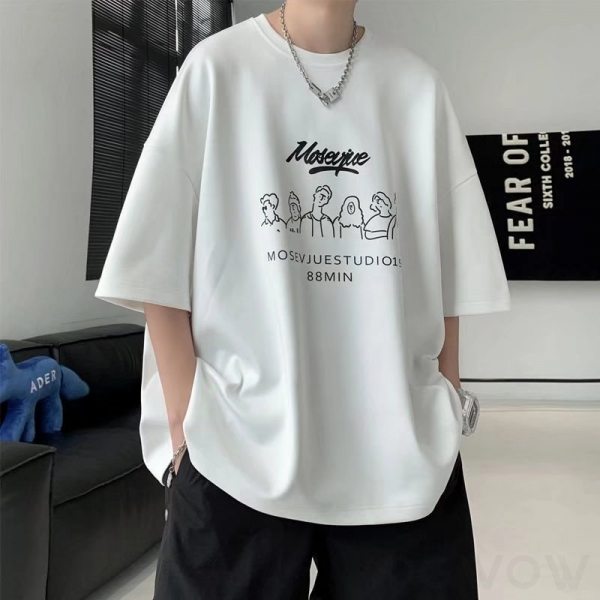 半袖ファッションカジュアル韓国系ショート丈ラウンドネックプルオーバープリントTシャツ・POLOシャツ