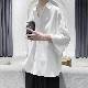 涼しい 服 メンズ【スマート カジュアル メンズ】韓国 ファッション メンズ シンプル 折襟 シングル ブレスト 無地 ボタン ポリエステル セットアップ