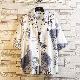 【韓国 通販】ファッション おしゃれ 夏 メンズ ポリエステル 半袖 シンプル 折り襟 シングル ブレスト プリント シャツ