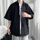【大流行新作 】メンズファッション 人気 カッコイイ 韓国 ストリート系 オシャレ シンプル 折り襟 シングルブレスト 無地 ボタン 五分袖シャツ