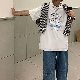 【大人可愛いコーデ】ストリート系 韓国系 fashion 夏 ファッション シンプル ファッション カジュアル ラウンドネック プルオーバー プリント 動物柄 五分袖 Tシャツ・POLOシャツ