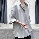 【着回し】韓国 ファッション服 通販 メンズ 七分袖 シンプル カジュアル 折襟 シングル ブレスト 無地 ボタンシャツ