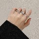【3点セット】韓国コーデ 幾何模様 シンプル 定番 サークル 真鍮 アクセサリー ファッション 小物 リング 指輪 シルバー