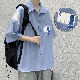  ポリエステル ファッション カジュアル 一般 一般 折襟 シングルブレスト プリント 配色 プリント 五分袖シャツ