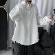 【好評発売中】シャツ メンズファッション 人気 カッコイイ 長袖 折襟 シングルブレスト 黒 シンプル ファッション