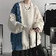 【ユニークなデザイン】ニット 長袖 ファッション カジュアル 韓国系 清新 ラウンドネック プルオーバー 切り替え 配色 セーター