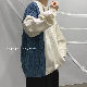【ユニークなデザイン】ニット 長袖 ファッション カジュアル 韓国系 清新 ラウンドネック プルオーバー 切り替え 配色 セーター