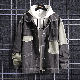 デニム 長袖 ファッション 定番 一般 一般 春 秋 折り襟 シングルブレスト 切り替え 配色ジャケット