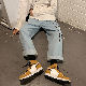 【一枚で視線を奪う】ストリート ファッション メンズ カジュアル デニム  ウエスト レギュラー丈 アルファベット プリント ボトムス