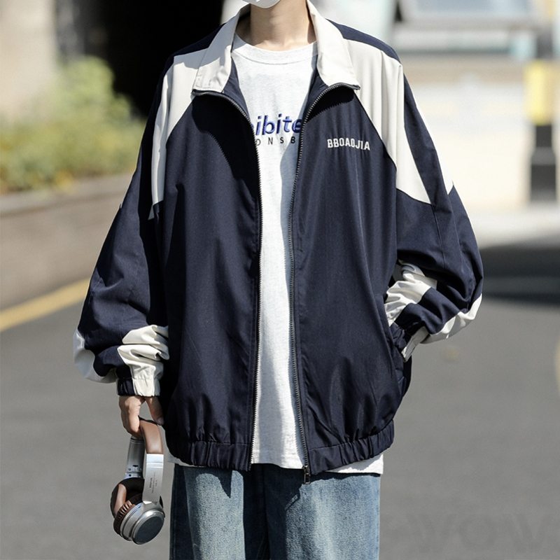 【組み合わせ自由】長袖 ファッション ストリート系 韓国系  春秋 スタンドネック ジッパー 切り替え 配色 ジャケット