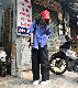 【ファッションストリート系】コットンレトロ春夏ハイウエストレギュラー丈無地カジュアルパンツ