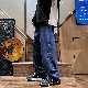 【韓国風ファッション】デニム シンプル ストリート系 韓国系 春秋 レギュラーウエスト レギュラー丈 無地 デニムパンツ