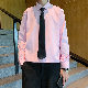 【トレンドアイテム】春 メンズ ファッション 長袖 シンプル カジュアル レトロ 定番 韓国系 折り襟 シングル ブレスト 無地 シャツ