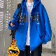 長袖 ファッション 韓国系 一般 一般 フード付き ジッパー プリント アルファベット プリントジャケット