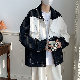  デニム 長袖 シンプル ファッション ストリート系 韓国系   春秋 折り襟 ボタン 切り替え 配色ジャケット