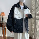  デニム 長袖 シンプル ファッション ストリート系 韓国系   春秋 折り襟 ボタン 切り替え 配色ジャケット
