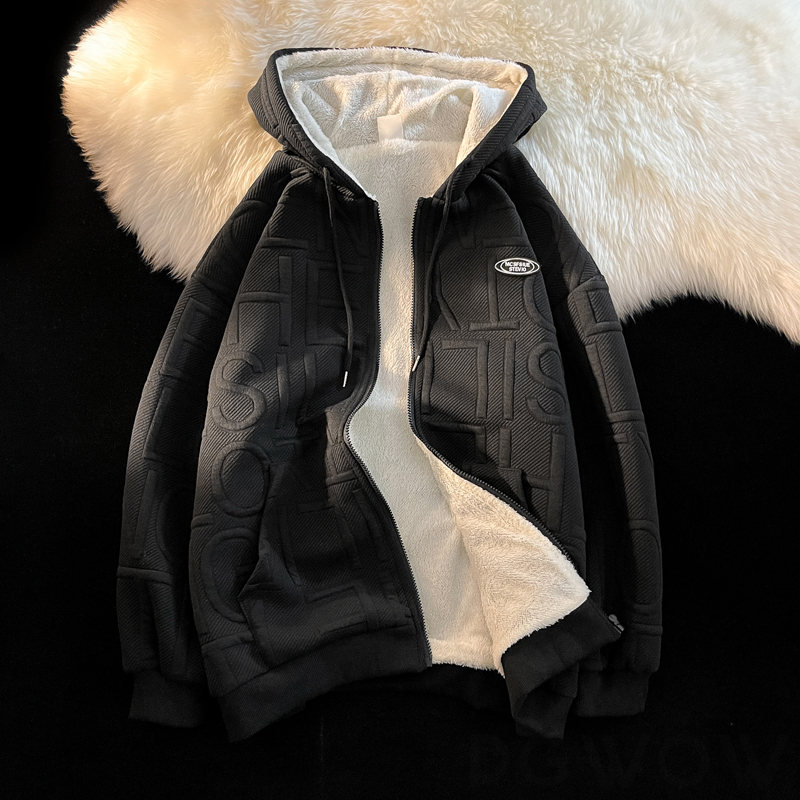  長袖 シンプル ファッション カジュアル 定番 韓国系 一般 一般 折り襟 ジッパー アルファベット プリント なし綿コート・ダウンジャケット