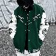 【ユニークなデザイン】おしゃれな 服 韓国 長袖 ストリート系 韓国系 Vネック シングル ブレスト 切り替え プリント アルファベット 配色 ジャケット