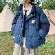 長袖 ストリート系 韓国系 一般 一般 折り襟 ジッパー ファスナー 配色綿コート・ダウンジャケット