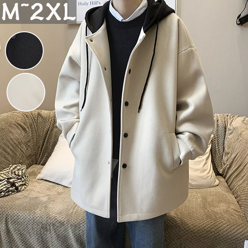 【人気集中アイテム】冬 服 メンズ 高校生 長袖 シンプル ファッション 韓国系 フード付き ボタン 配色 ボタン コート