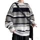  一般 ボーダー 長袖 韓国系 ストリート系 ラウンドネック 配色 一般 切り替え ニット カジュアル プルオーバー ファッションセーター