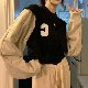 長袖ファッション通勤/OLスウィート韓国系ラウンドネックジッパー刺繍配色防寒ニット・シャツカーディガン