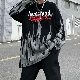 【人気沸騰】ストリート系 韓国 通販 メンズファッション  Tシャツ カジュアルシャツ ポリエステル アルファベット 秋 プリント シンプル 春 ラウンドネック 長袖Tシャツ・POLOシャツ