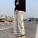 【快適な肌触り】ズボン メンズ シンプル ファッション カジュアル 韓国系 レギュラーウエスト ロング丈 アルファベット ストライプ柄  カジュアルパンツ