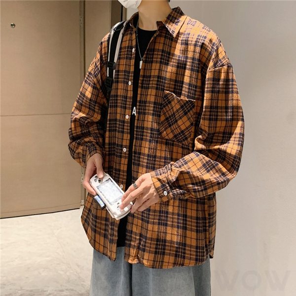 ストライプ シャツ メンズ韓国 ファッションシャツ メンズ 長袖 シンプル カジュアル 定番 一般 一般 スクエアネック シングルブレスト ボタン ダイス柄シャツ