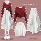 ホワイト/シャツ+レッド/セーター+ホワイト/スカート