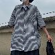 【お買い得】シャツ メンズファッション 人気 ストリート系 トストライプ柄 折り襟 シングルブレスト 五分袖 韓国 夏服