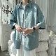 シャツ メンズ七分袖シンプルファッションカジュアル韓国ファッション オシャレ 服一般一般春夏折り襟ボタン無地ボタンメンズカーディガン