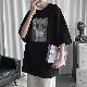 ヴィンテージTシャツ ファッション 韓国ファッション オシャレ 服 一般 一般 春 服 夏 服 ラウンドネック プルオーバー プリント アルファベット プリント 五分袖 ポリエステルTシャツ・POLOシャツ