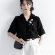  その他 半袖 シンプル ファッション 韓国ファッション オシャレ 服 一般 一般 春夏 折り襟 シングルブレスト 刺繍 無地 ボタン ポリエステルカジュアル・シフォンブラウス