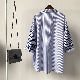 韓国で人気爆発 カジュアル 通勤/OL 夏 服 折り襟 シングルブレスト ボタン ストライプ柄 カジュアルシャツ・シフォンブラウス