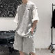 【流行の予感】セットアップ メンズファッション メンズファッション 配色 アルファベット ラウンドネックTシャツ +  無地 ショートパンツ オシャレ服