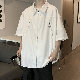 シャツ シンプル ファッション カジュアル ストリート系 韓国ファッション オシャレ 服 夏 服 ポリエステル 半袖 一般 POLOネック ファスナー