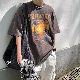 Tシャツ・POLOシャツ ストリート系 配色 半袖 ポリエステル プルオーバー メンズ 一般 なし プリント ラウンドネック 韓国ファッション オシャレ 服 夏 服 一般