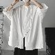 新品殺到 韓国ファッション ラウンドネック シングルブレスト 夏 服 七分袖 ビンテージ風 質感のいい Tシャツ