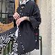 シャツ ポリエステル キレカジ 七分袖 無地 韓国ファッション オシャレ 服 夏 服 POLOネック シンプル 一般 シングルブレスト スリット ボタン