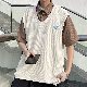 Tシャツ・POLOシャツ 五分袖 折り襟 夏 服 レイヤード / 重ね着風 ポリエステル 一般 ファッション プルオーバー 韓国ファッション オシャレ 服 ボタン カジュアル 配色 メンズ 一般