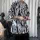 カーディガン ポリエステル カジュアル ボタン メンズ プリント 一般 韓国ファッション オシャレ 服 夏 服 五分袖 折り襟 ボタン 一般