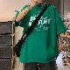 Tシャツ・POLOシャツ なし ラウンドネック シンプル 一般 韓国ファッション オシャレ 服 五分袖 カートゥーン アルファベット コットン プリント メンズ 夏 服