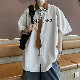 Tシャツ・POLOシャツ シンプル ファッション カジュアル 定番 韓国ファッション オシャレ 服 夏 服 メンズ ポリエステル 半袖 一般 一般 POLOネック シングルブレスト ボタン アルファベット
